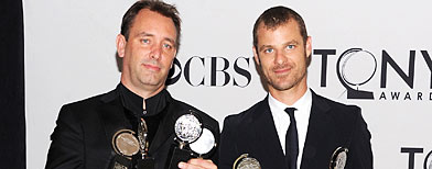 Winners of Best Musical Matt Stone (L) and Trey Parker attend the press room during the 65th Annual Tony Awards at the The Jewish Community Center in Manhattan on June 12, 2011 in New York City. (Photo by Jason Kempin/Getty Images)