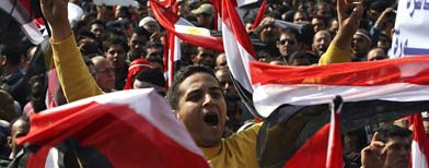 Anti-government protesters in Cairo, Egypt’s Tahrir Square (AP Photo/Khalil Hamra)
