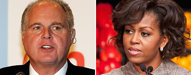 (L-R) Rush Limbaugh (Getty Images), First Lady Michelle Obama (AP)