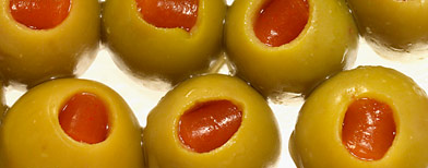 Green olives stuffed with pimentos (Photo by Medioimages/Photodisc)