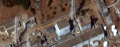 An aerial view shows Fukushima Daiichi nuclear power plant in Fukushima March 18, 2011.   (AP/DigitalGlobe)