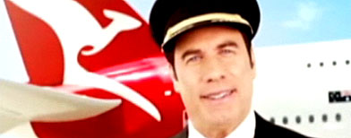 John Travolta in Qantas airlines inflight safety video (ABC)
