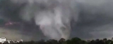 Still from video of Ala. tornado (CBS via Yahoo! Video)