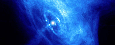 This image is a snapshot from a movie that shows dynamic rings, wisps and jets of matter and antimatter around the pulsar in the Crab Nebula. (AP PHOTO/NASA ho