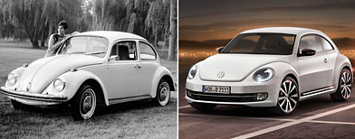 969 German Volkswagen is shown in Oct. 1968 (AP); The redesigned Volkswagen Beetle is displayed.(AP Photo/Volkswagen of America Inc.)