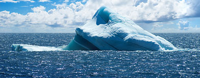 Antarctic ice island with real group of  penguins (ThinkStock)