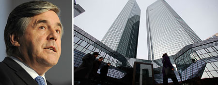 (L-R) Deutsche Bank CEO Josef Ackermann, bank headquarters in Frankfurt (Reuters)
