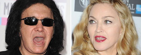 Gene Simmons  (Photo by Steve Granitz/WireImage); Madonna (Photo by Dave M. Benett/Getty Images)