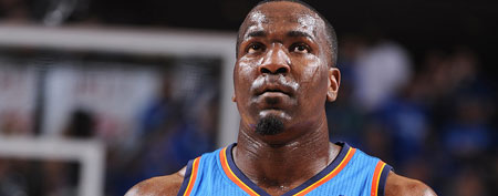 Kendrick Perkins #5 of the Oklahoma City Thunder (Photo by Andrew D. Bernstein/NBAE via Getty Images)