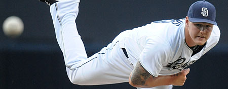 Mat Latos #38 of the San Diego Padres (Photo by Denis Poroy/Getty Images)