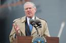 Under Secretary of Defense for Acquisition, Technology and Logistics Frank Kendall speaks in Portsmouth, Virginia, on January 2, 2014