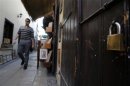 Man walks through empty street in Nicosia