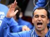 Wigan Athletic's coach Roberto Martinez reacts during a victory parade after winning the English FA Cup in Wigan