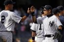 New York Yankees Jeter and Suzuki celebrate their win against Tampa Bay Rays in their MLB American League baseball game in New York