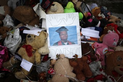 A memorial set up for Michael Brown is seen in Ferguson on Oct. 10. (Reuters/Jim Young)