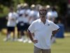 FILE - This May 16, 2012 file photo shows St. Louis Rams head coach Jeff Fisher during NFL football practice at the Rams' training facility in St. Louis. Besides building a stronger roster after a year away from the NFL, new coach Jeff Fisher has been working on instilling a positive attitude and brushing aside the bad old days.  (AP Photo/Jeff Roberson, File)