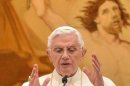 Pope Benedict XVI blesses pilgrims gathered in Castel Gandolfo