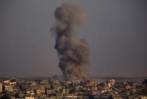 Smoke rises after an Israeli airstrike in Gaza City, &hellip;