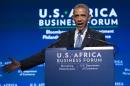 US President Barack Obama speaks during the US - Africa Business Forum on the sidelines of the US - Africa Leaders Summit in Washington, August 5, 2014