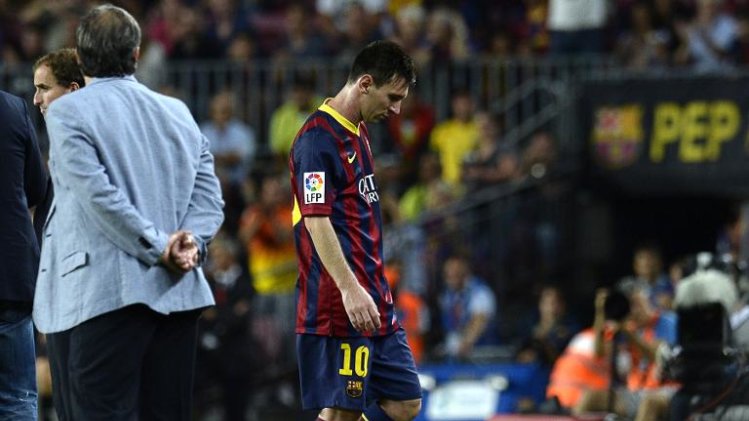 Lionel Messi at the Camp Nou stadium in Barcelona on September 24, 2013