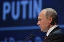 Russian President Putin delivers speech during session of 23rd World Energy Congress in Istanbul