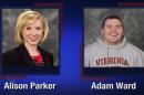 Alison Parker and Adam Ward are pictured in this handout photo from TV station WDBJ7