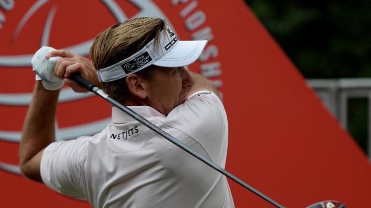 Defending WGC–HSBC Champion Ian Poulter of England tees off at the 10th hole during the pro-am event for the WGC-HSBC Champions tournament at the Shanghai Sheshan International Golf Club on October 30, 2013