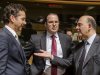 Netherlands' Finance Minister Jeroen Dijsselbloem, left, talks with France's Finance Minister Pierre Moscovici, right, and Sweden's Finance Minister Anders Borg during a European finance ministers meeting in Luxembourg, Friday, June 21, 2013. (AP Photo/Geert Vanden Wijngaert)