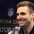 Baltimore Ravens quarterback Joe Flacco answers questions from journalists during Media Day for the NFL's Super Bowl XLVII in New Orleans