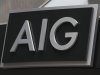 A new sign is displayed over the entrance to the AIG headquarters offices in New York's financial district