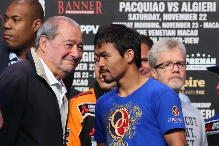 Bob Arum, left, and Manny Pacquiao (Getty Images)