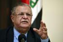 A file picture taken on Iraqi President Jalal Talabani speaks during a press conference in Baghdad, on March 2, 2009