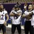 Baltimore Ravens wide receiver Jacoby Jones (12), LaQuan Williams (15), Tommy Streeter (11) and BTorrey Smith during media day for the NFL Super Bowl XLVII football game Tuesday, Jan. 29, 2013, in New Orleans. (AP Photo/Pat Semansky)