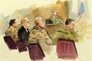 Courtroom artist's rending of U.S. Army soldier Bales during his Article 32 military proceedings at Joint Base Lewis McChord in Washington