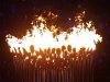 The Olympic cauldron burns after being lit during the Opening Ceremony at the 2012 Summer Olympics, Saturday, July 28, 2012, in London. (AP Photo/Jae C. Hong)