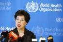 WHO Director-General Chan addresses the media after a two-day meeting of its emergency committee on Ebola, in Geneva