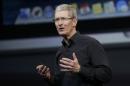 Apple Inc CEO Tim Cook speaks during an Apple event in San Francisco