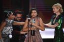 Actress Taraji P. Henson (C) accepts the award for Outstanding Performance by a Cast in a Motion Picture for 'Hidden Figures' during the 23rd Annual Screen Actors Guild Awards in Los Angeles