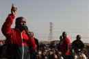Former African National Congress Youth League (ANCYL) President Julius Malema addresses striking miners outside a South African mine in Rustenburg, 100 km (62 miles) northwest of Johannesburg