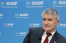 Hambrecht, CEO of German chemical company BASF, attends the annual news conference in Ludwigshafen