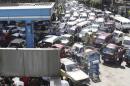 Vehicles queue at a petrol station at a gas and a petrol station during a fuel shortage at the country in Cairo