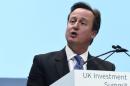 Britain's Prime Minister Cameron delivers a speech at a UK Investment Summit in Newport, south Wales