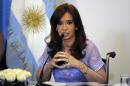 Argentine President Cristina Kirchner speaks during a ceremony with provincial governors, in Buenos Aires, on January 30, 2015