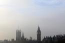 The Houses of Parliament is shrouded by fog in London on December 12, 2013