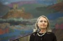 U.S. Secretary of State Hillary Clinton speaks during a news conference in Zagreb
