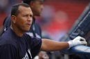 New York Yankees' Alex Rodriguez stretches before American League baseball game at Fenway Park in Boston