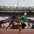 Saudi Arabia's Sarah Attar starts her women's 800m round 1 heat during the London 2012 Olympic Games