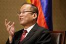 Philippine President Benigno Aquino III talks to reporters during an interview in New York, Tuesday, Sept. 23, 2014. (AP Photo/Seth Wenig)