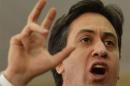 Britain's Labour Party opposition leader Miliband delivers a speech at a university in central London