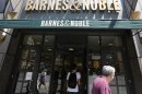 Customers enter a Barnes and Noble store in New York